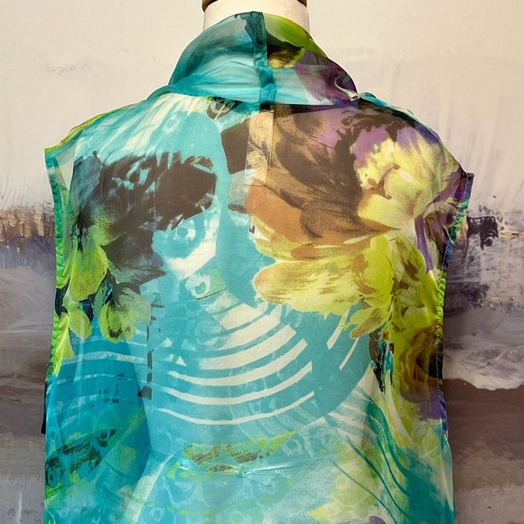 Decorated Originals Open Front Beach Cover-Up XL to 3XL Watercolor Floral Pastel - Picture 7 of 15